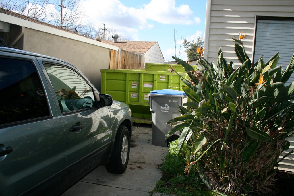 Dumpster in the driveway