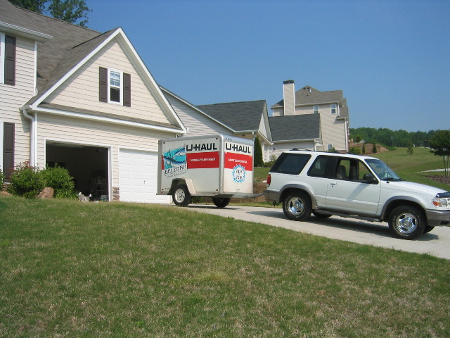 Uhaul in the driveway