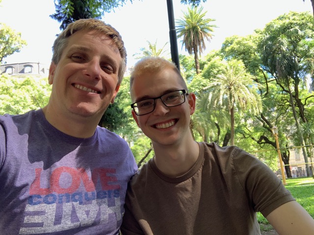 Enjoying fresh air after a long flight