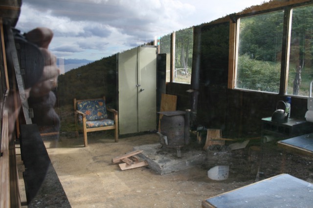Ski Lift hut with the photographer's reflection