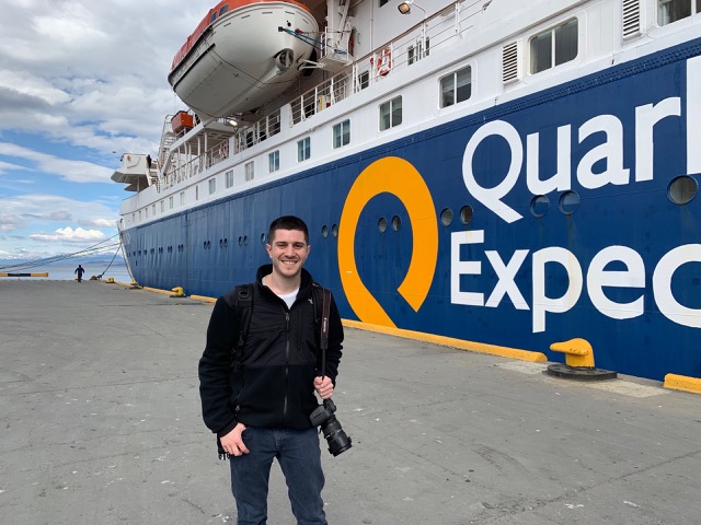 Jeremy in front of the ship