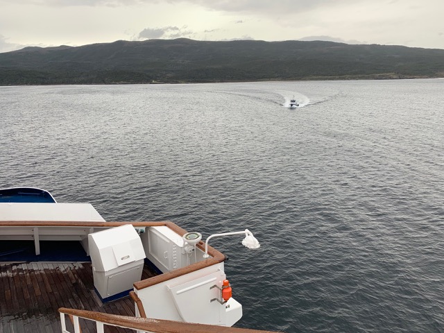 The Pilot Boat meets us at the beginning of the channel