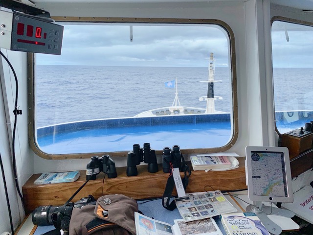 Guest station on the bridge with an iPad for navigation