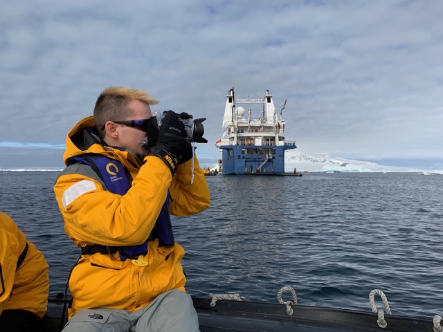 James taking photos from the Zodiac