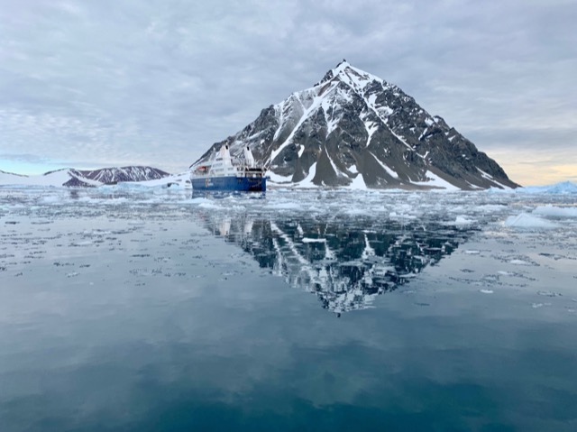 The Ocean Diamond with a reflection of the island peak