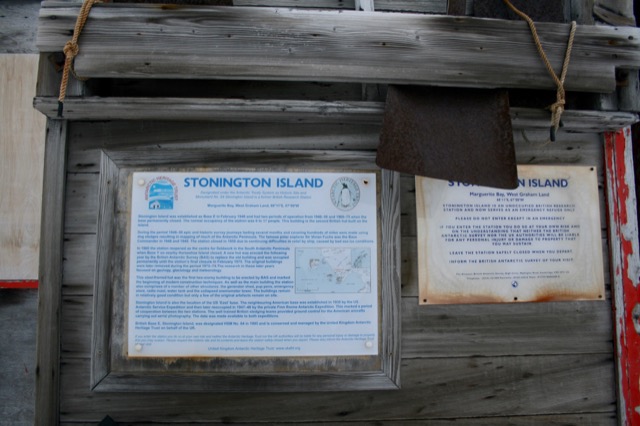 Historic placard at the entrance to British Base
