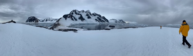 Hiking up to the cairn (top left) created by Jean-Baptiste Charcot's expedition