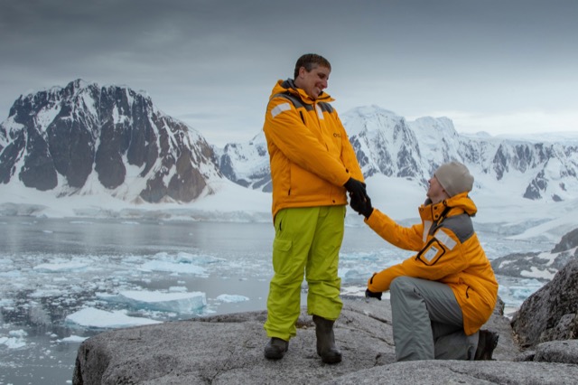 The recreated moment for another photo