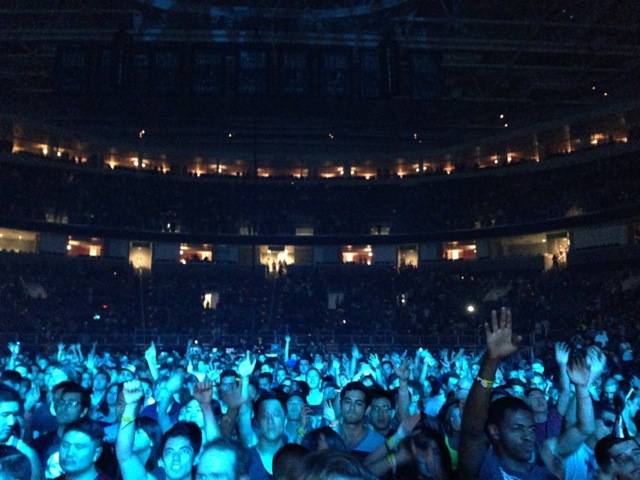 Looking back at the crowd