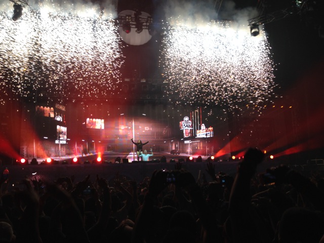 Sparklers in cityscape
