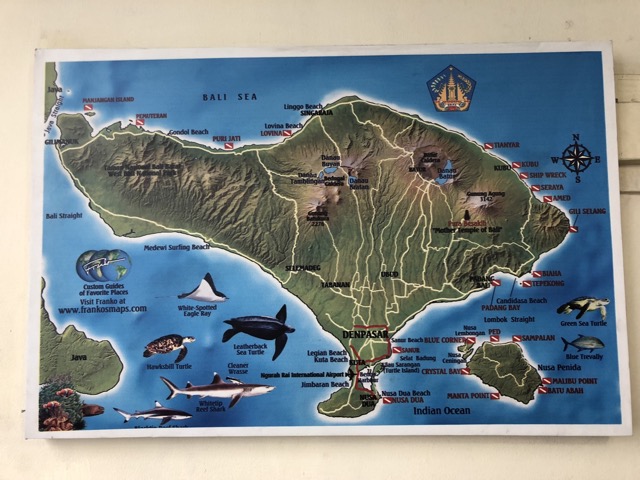 Dive map at Bali Diving center