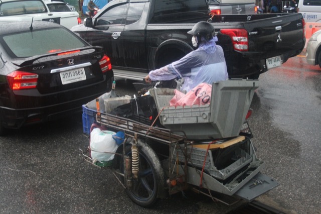 Motorbike hauling junk