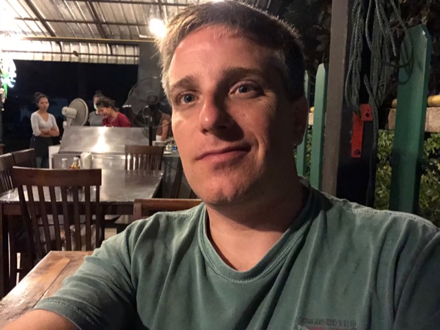 Getting a burger at the Green Tamarind Kitchen, recommended by several divemasters on board