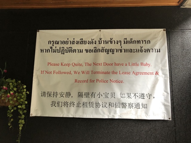 Warning at our AirBNB