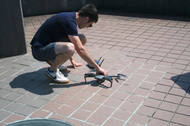 Jeremy gets ready to fly his drone