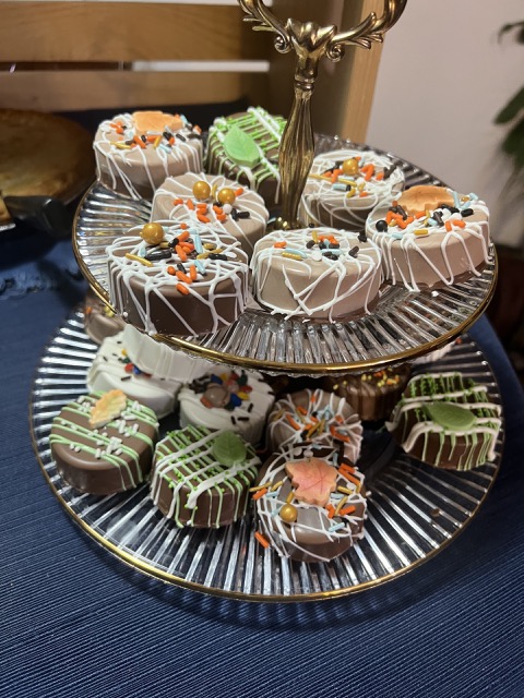 Chocolate-covered Oreos that we contributed