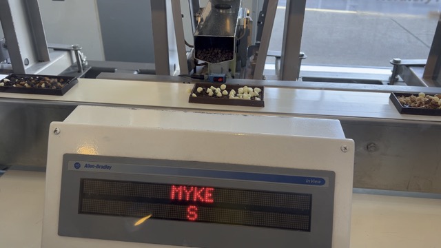 Filling the bar with choc chips