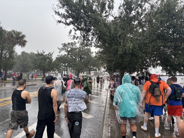 Pouring rain walking into the festival for day 3