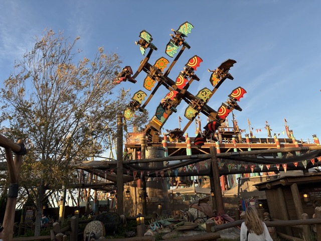 Dragon Racer's Rally... each person got their own dragon and you could control the wings and do a barrel roll!