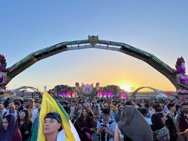 Looking back at the sunrise over Kinetic Field