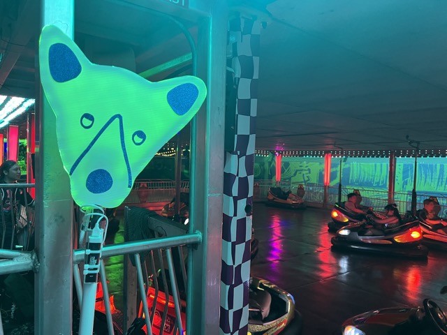 Chelsea Totem supervising while we played bumper cars