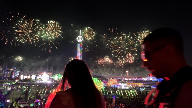 Fireworks from the bleachers