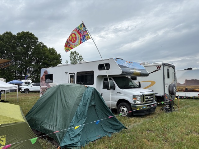 Got our RV all set up (and sharing some space with our really nice neighbors)