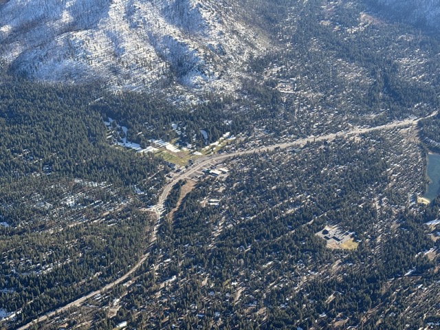 The new traffic circle at Pioneer Trail and Highway 50