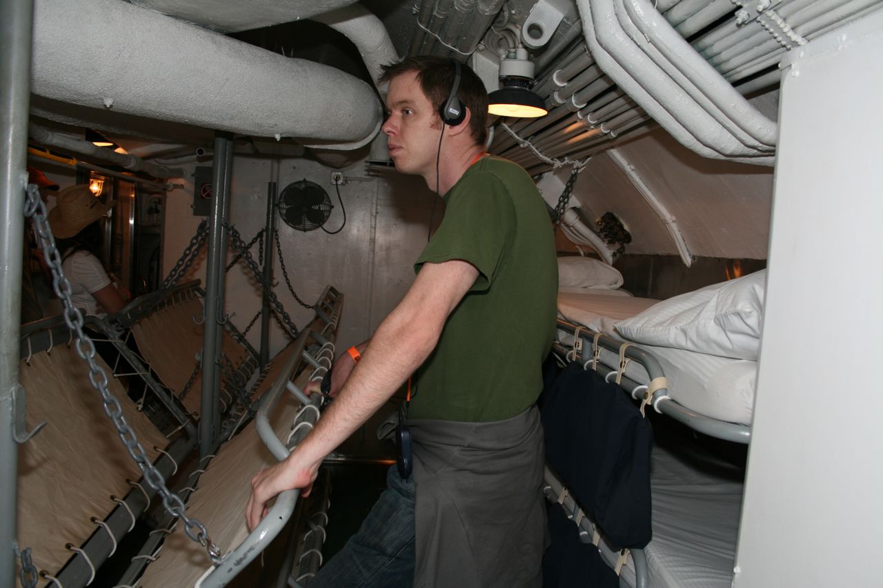 Rob in the living quarters on the Bowfin