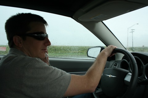 Myke driving and talking on the phone