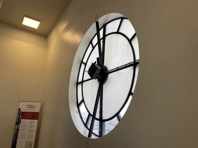 Behind the clock face