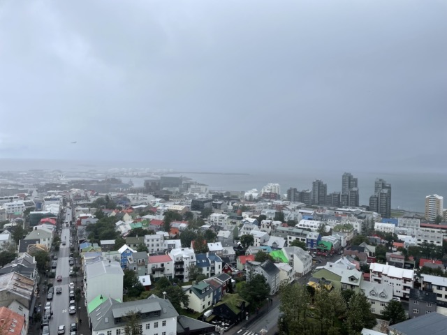 Looking out towards Rauðarárvik Bay from the top of Hallgrímskirkja
