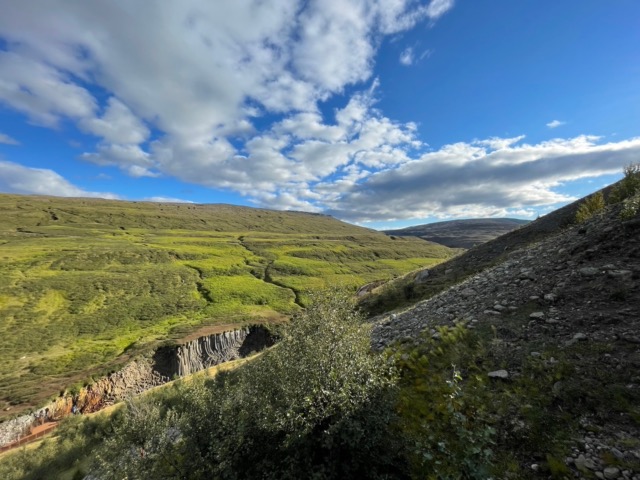 Stuðlagil Canyon as we start our hike down the steep stairs