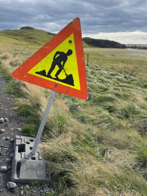 Street sign for road construction
