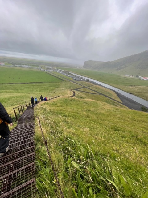 Walking back down the steps