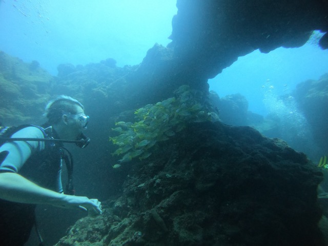 James diving through Sheraton Caverns