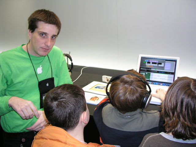 Me demonstrating GarageBand to some kids