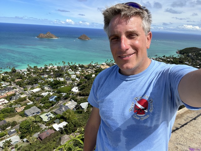 Myke at the first pillbox at Lanakai