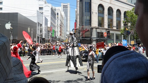 Guy dressed as the Eiffel Tower