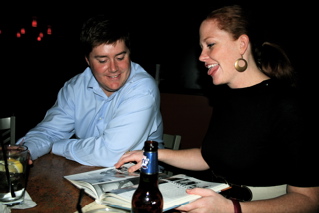 Alex and Marjorie, looking at the yearbook