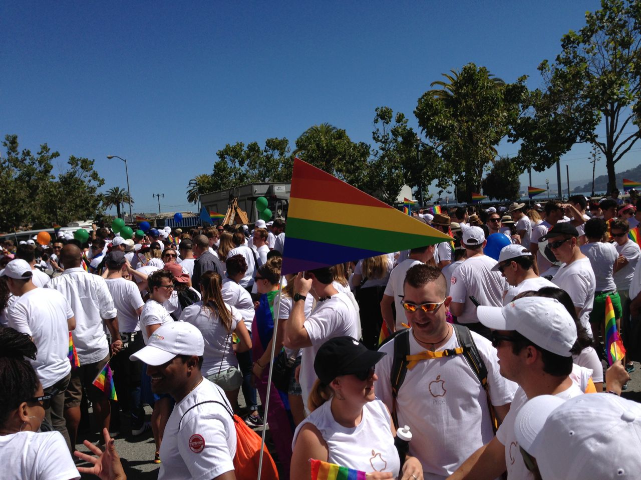 Crowd getting ready to march