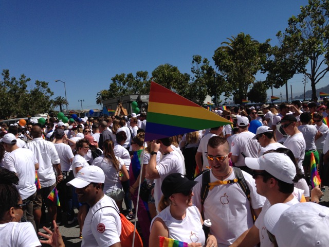 Crowd getting ready to march