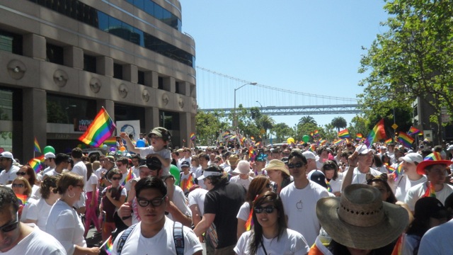 Rounding the corner onto Market Street