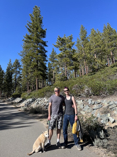 Chelsea, Myke, and James, hiking