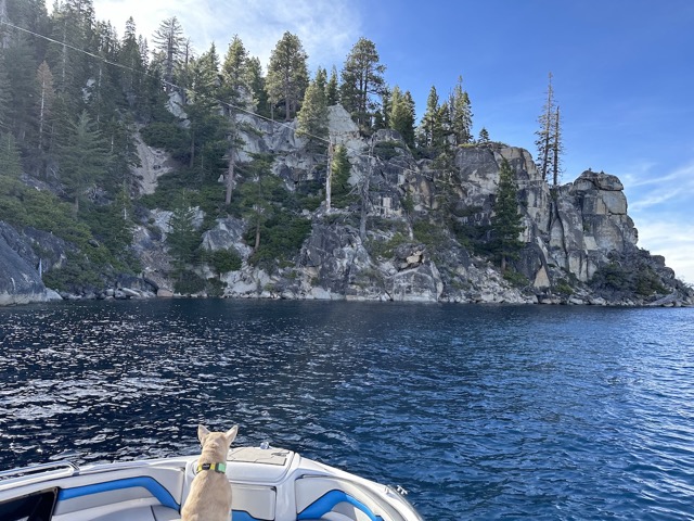 A person slacklining over the lake