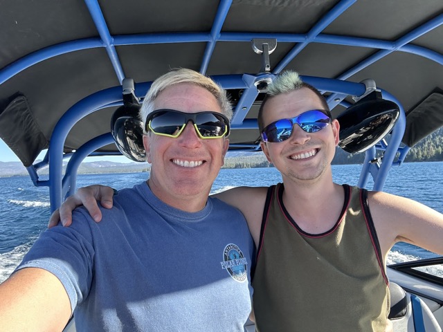 Myke and James on the boat