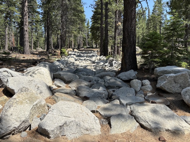 Obstacle course for OHVs along the trail
