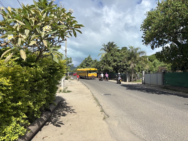 School bus on the main island just pulled diagonally to block the street when dropping kids off