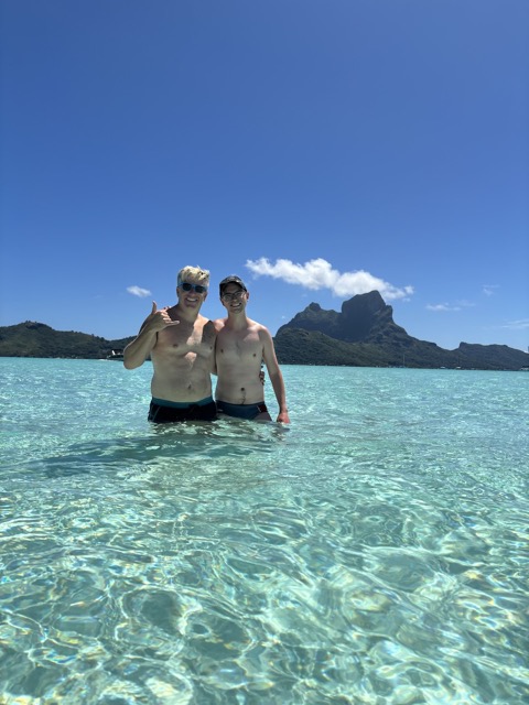 Myke and James in front of Bora Bora