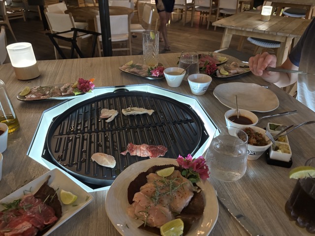 Dinner at the Huriama Garden Lounge restaurant where we got to grill our own very generous portions of meats